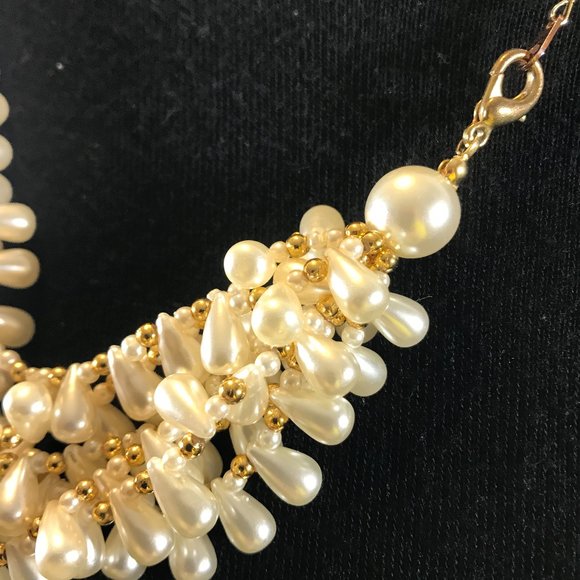 Faux Pearl Multi Strand Statement Necklace - Picture 4 of 5